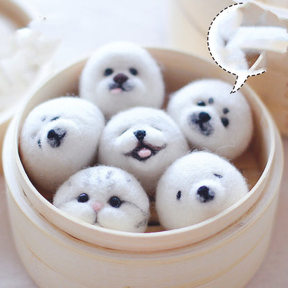 DIY Handmade Material Package Poke Needle Non-finished Wool Felt Dolls Creative Birthday Gift Wool Felt Dumpling