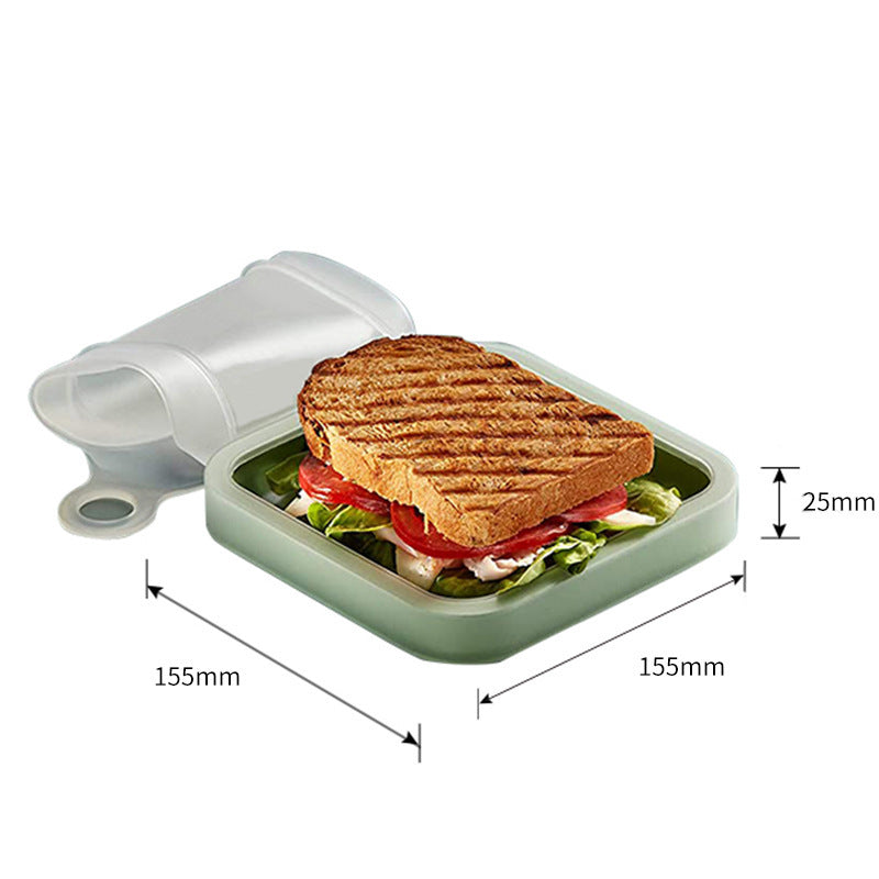 Tragbare Silikon-Sandwichbox, Toast-Lunchbox, Bento-Box, mikrowellen- und kühlschrankgeeigneter Lebensmittelbehälter, Aufbewahrungsbeutel