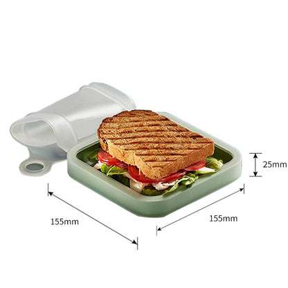 Tragbare Silikon-Sandwichbox, Toast-Lunchbox, Bento-Box, mikrowellen- und kühlschrankgeeigneter Lebensmittelbehälter, Aufbewahrungsbeutel