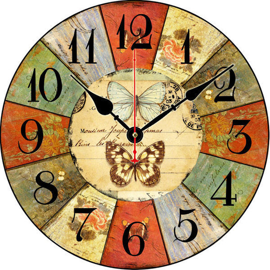 Retro Creative Wooden Wall Clock Alarm Clock