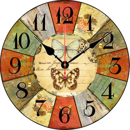 Retro Creative Wooden Wall Clock Alarm Clock