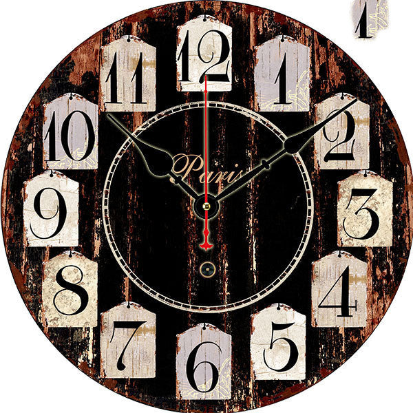 Retro Creative Wooden Wall Clock Alarm Clock