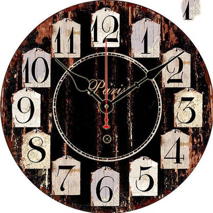 Retro Creative Wooden Wall Clock Alarm Clock