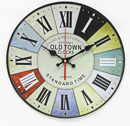 Retro Creative Wooden Wall Clock Alarm Clock