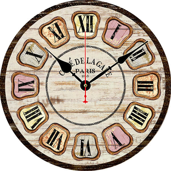 Retro Creative Wooden Wall Clock Alarm Clock