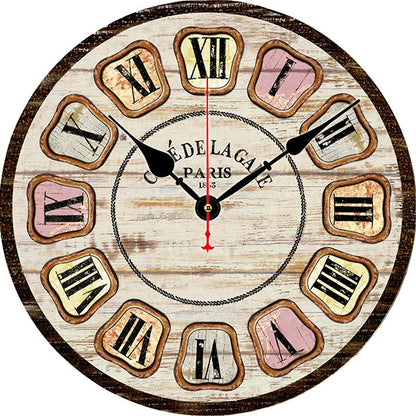 Retro Creative Wooden Wall Clock Alarm Clock