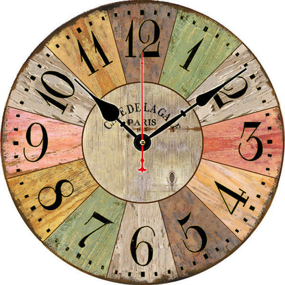 Retro Creative Wooden Wall Clock Alarm Clock