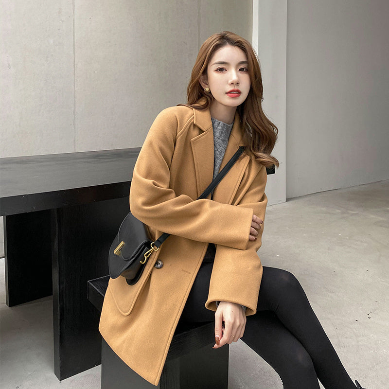 New High-End Temperament Woolen Coat Trench Coat