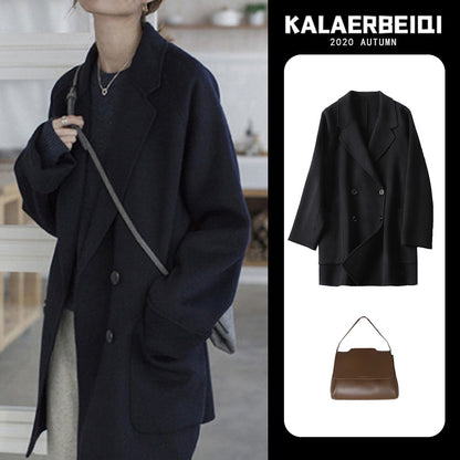 New High-End Temperament Woolen Coat Trench Coat