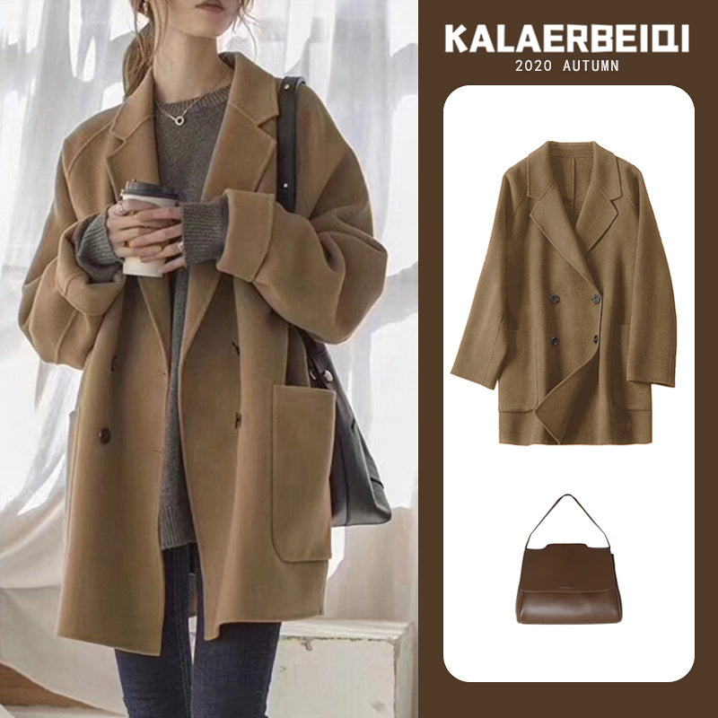 New High-End Temperament Woolen Coat Trench Coat