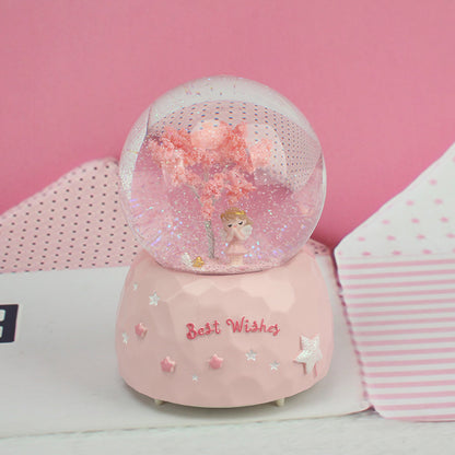 Home Furnishings Valentine's Day Gift Creative Angel Girl Couple Light Snow Crystal Ball
