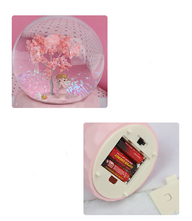 Home Furnishings Valentine's Day Gift Creative Angel Girl Couple Light Snow Crystal Ball