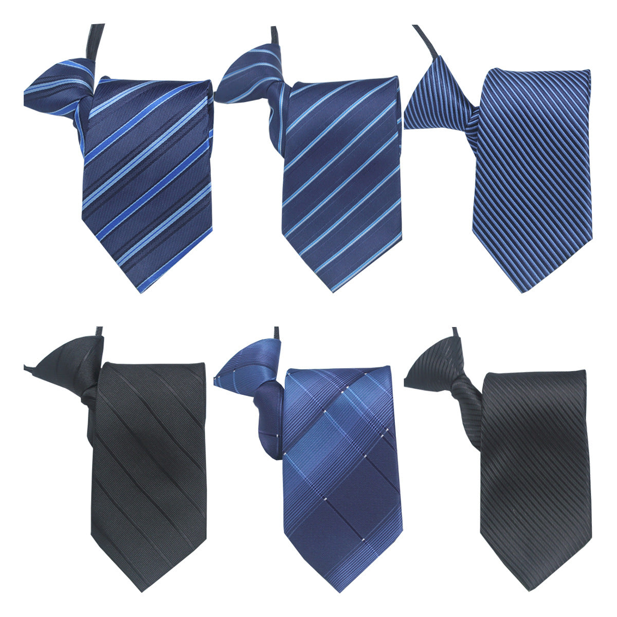 Factory In-Stock Zipper Tie Men's Formal Business 8cm Lazy Tie Red Black Striped Workplace Striped Tie
