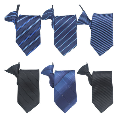 Factory In-Stock Zipper Tie Men's Formal Business 8cm Lazy Tie Red Black Striped Workplace Striped Tie