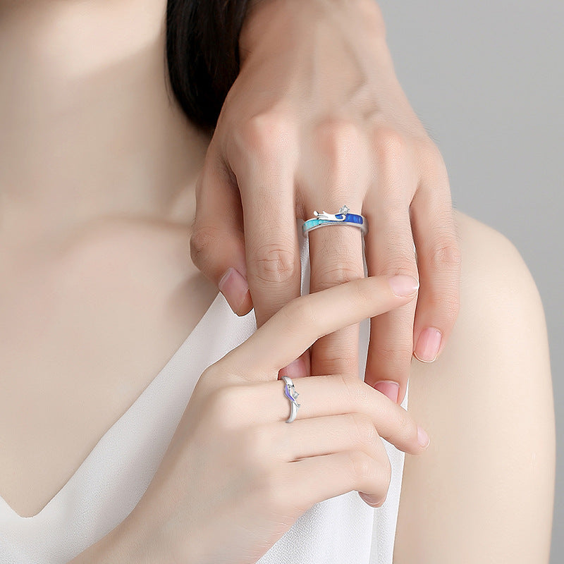 A Pair Of Natural Couple Rings S925 Sterling Silver Pair Ring Valentine's Day Gift