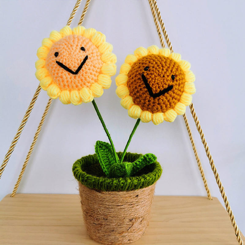 Handmade Sunflower Rose Flower Plush Plant Home Bedroom Decoration Christmas Valentine's Day Gift
