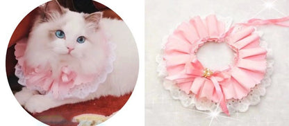 Pet Variety Saliva Towel Cats Dogs Lace Bib Scarf Bell Collar Bow Knot