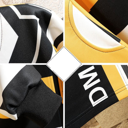 Korean Style Color-blocking Striped Mid-length Trench Coat