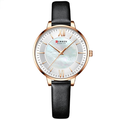 Women's Luxury Leather Strap Watch - Elegant Fashion Quartz Wristwatch for Ladies
