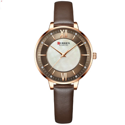Women's Luxury Leather Strap Watch - Elegant Fashion Quartz Wristwatch for Ladies