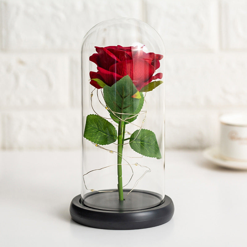 Immortal flower glass cover rose glass cover Valentine's Day gift Christmas gift gold foil flower creative ornament