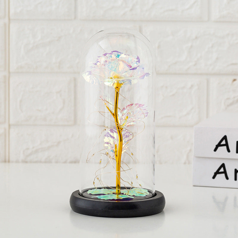 Immortal flower glass cover rose glass cover Valentine's Day gift Christmas gift gold foil flower creative ornament