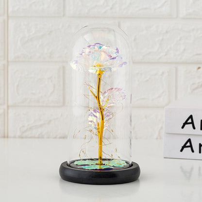 Immortal flower glass cover rose glass cover Valentine's Day gift Christmas gift gold foil flower creative ornament