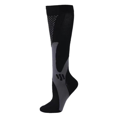 Compression Long Tube Sports Socks | Anti-Fatigue Elastic Athletic Socks for Running, Cycling & Gym | Men & Women | S–7XL