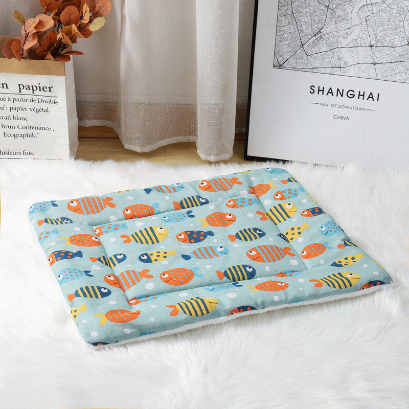 Thick Cotton Linen Lamb Wool Blanket Kennel Dog Mat Pet Supplies