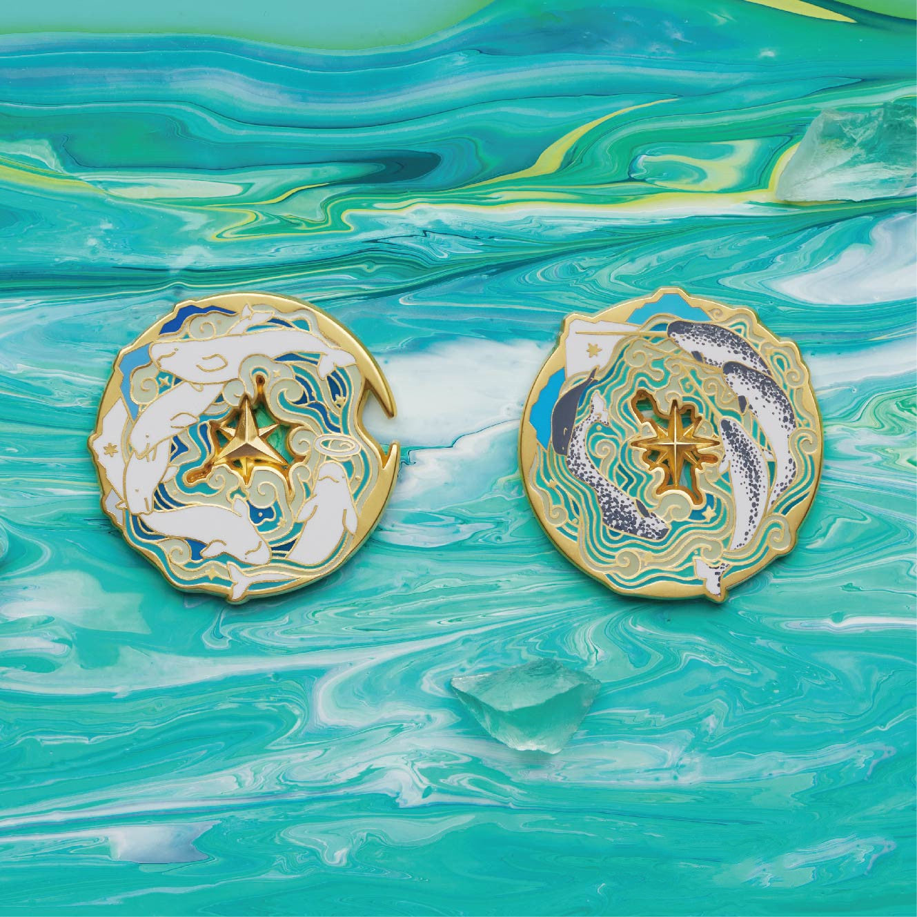 Beluga Narwhal Designer Original Brooch Whale Badge Couple Luminous Queen'S Day Gift Jewelry