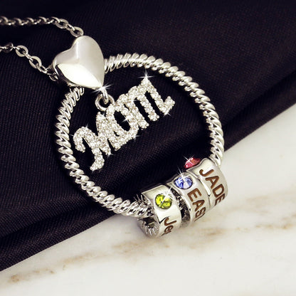 Mother's Day Gift Personalized Circle Pendant with Custom Beads Birthstone Pendant