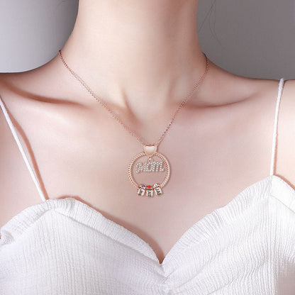 Mother's Day Gift Personalized Circle Pendant with Custom Beads Birthstone Pendant