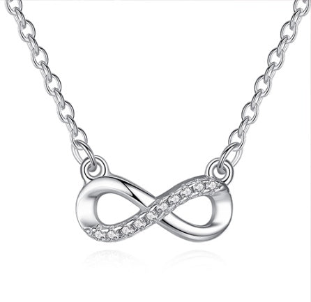 Valentine'S Day Gift  Sterling Silver Infinite Eternal Diamond Necklace  Sterling Silver Jewelry