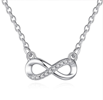 Valentine'S Day Gift  Sterling Silver Infinite Eternal Diamond Necklace  Sterling Silver Jewelry