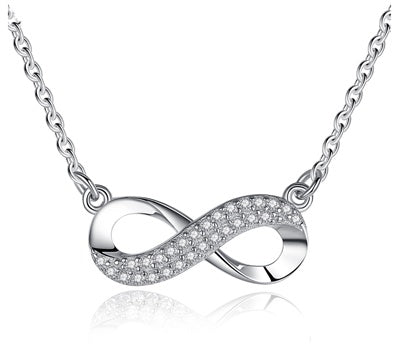 Valentine'S Day Gift  Sterling Silver Infinite Eternal Diamond Necklace  Sterling Silver Jewelry