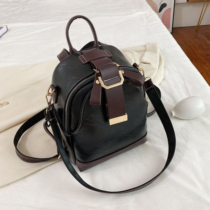 New Ladies Stitching Backpack Soft Leather