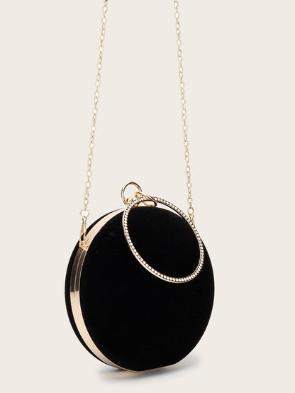 Velvet Oblate Round Banquet Bag