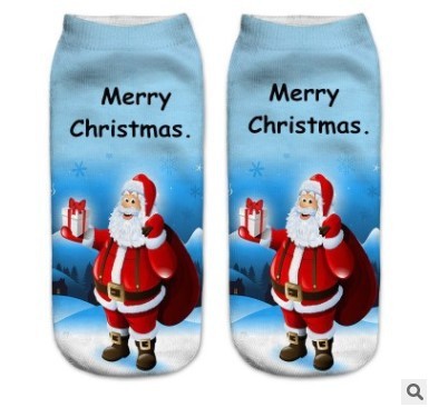 New 3D Printed Christmas Pattern Women's Boat Socks