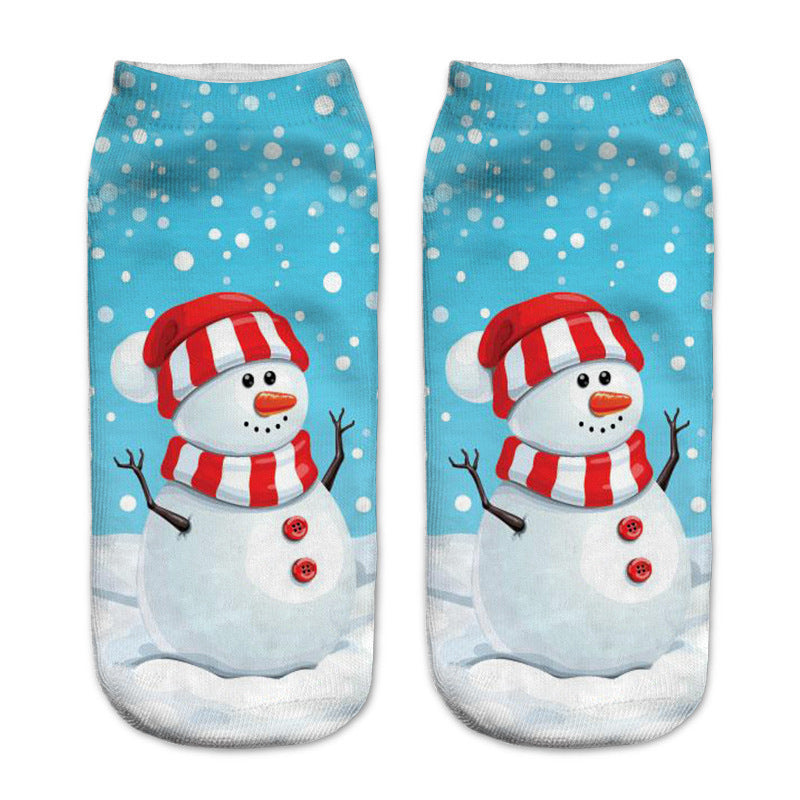 New 3D Printed Christmas Pattern Women's Boat Socks