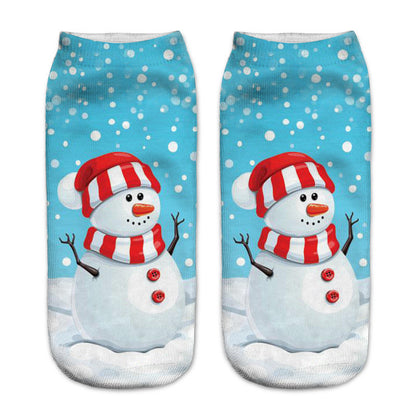 New 3D Printed Christmas Pattern Women's Boat Socks