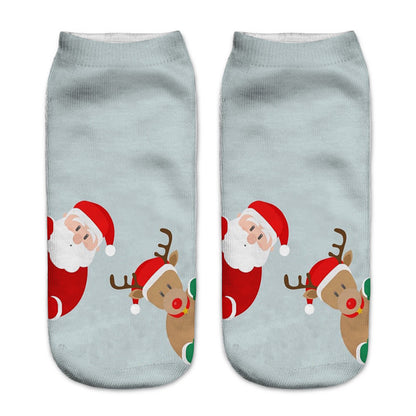 New 3D Printed Christmas Pattern Women's Boat Socks