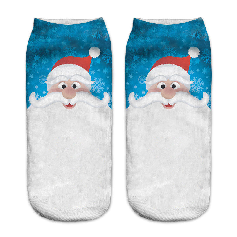 New 3D Printed Christmas Pattern Women's Boat Socks