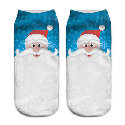 New 3D Printed Christmas Pattern Women's Boat Socks