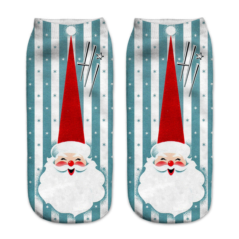 New 3D Printed Christmas Pattern Women's Boat Socks