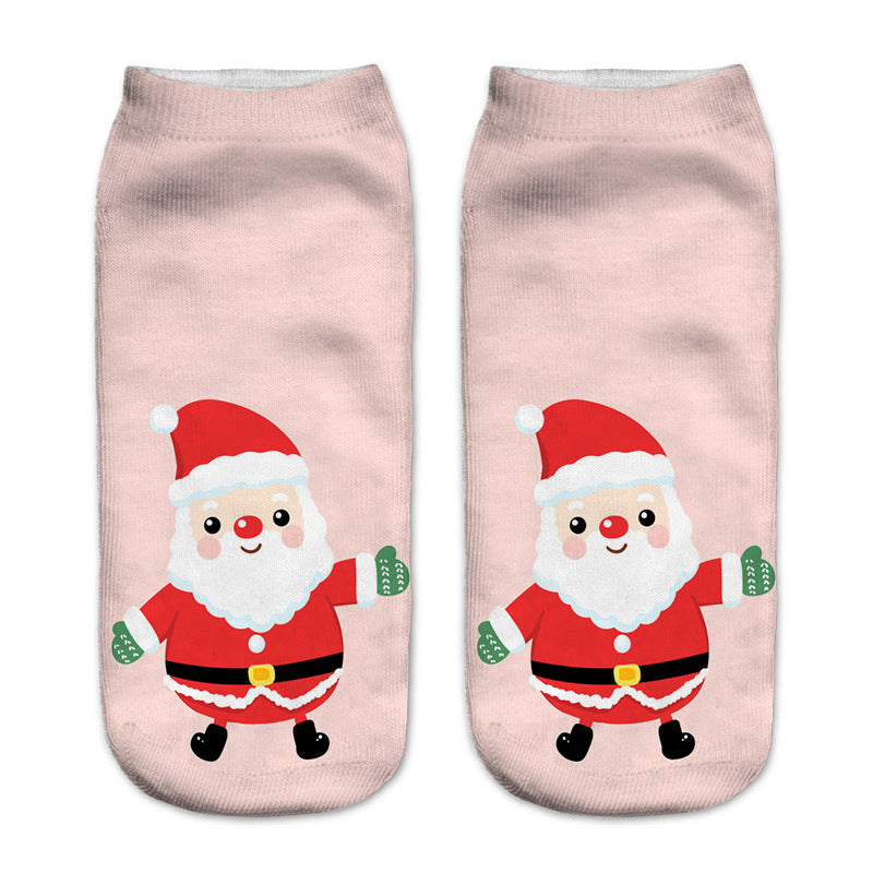 New 3D Printed Christmas Pattern Women's Boat Socks