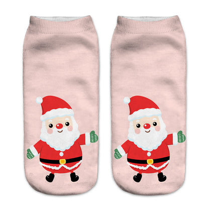 New 3D Printed Christmas Pattern Women's Boat Socks