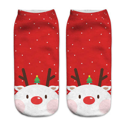 New 3D Printed Christmas Pattern Women's Boat Socks