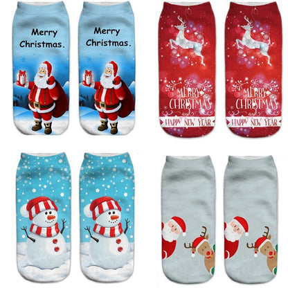 New 3D Printed Christmas Pattern Women's Boat Socks