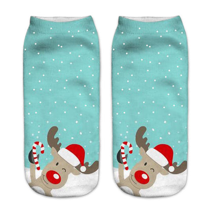 New 3D Printed Christmas Pattern Women's Boat Socks