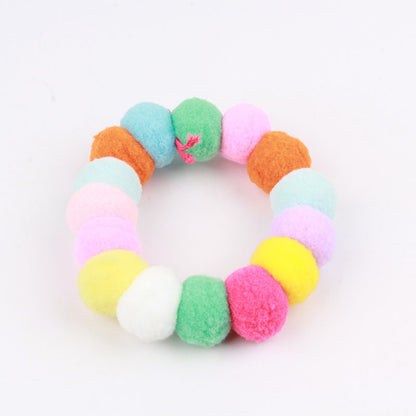 Pet Rainbow Candy Color Net Red Collar Collar Fur Ball Necklace Jewelry